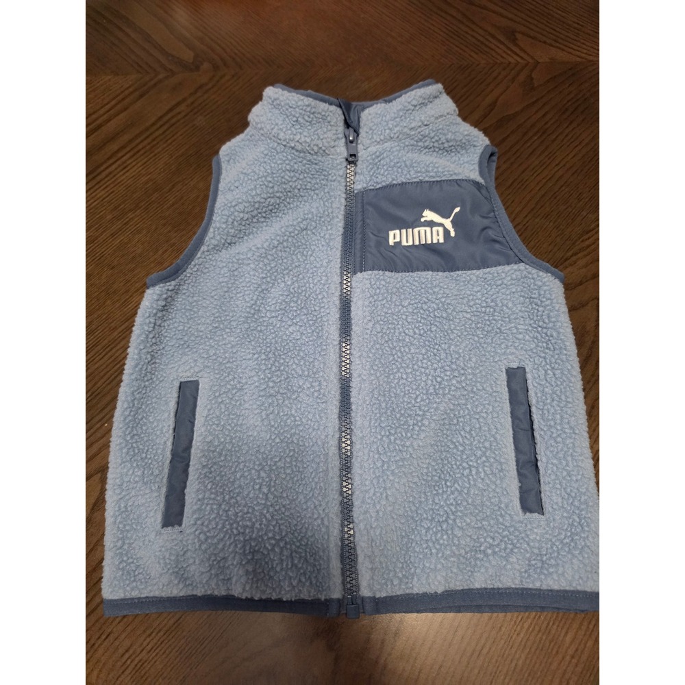 Puma Toddler Boys Sherpa Fleece Vest Blue Full Zip Size 3T 1915267